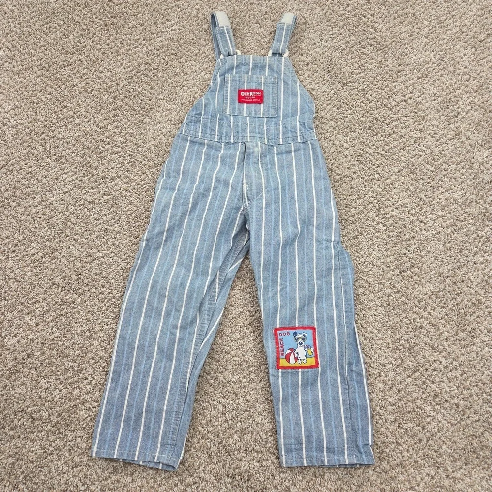 OshKosh B'Gosh vintage Pinstripe Stripe toddler overalls 2T Made In USA 80s 90s